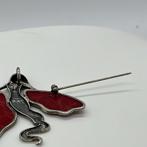 Sterling silver winged mermaid 2.5” by 2.25” brooch or pendant - Picture 7 of 11